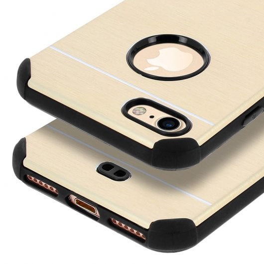 Avizar Funda Protectora de Aluminio y Silicona dorada para iPhone 7 / iPhone 8