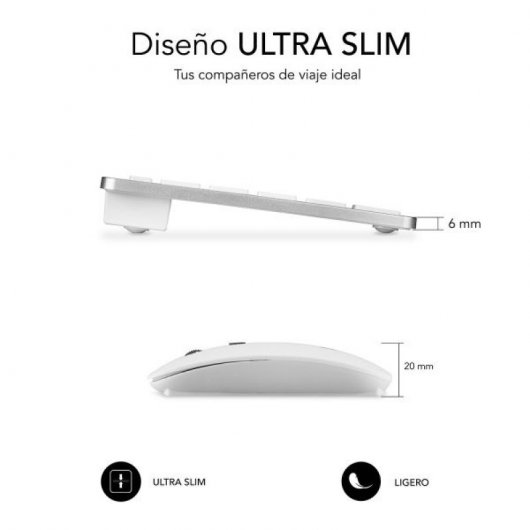 Subblim Dynamic Combo Compact Silver Teclado Bluetooth + Ratón Inalámbrico
