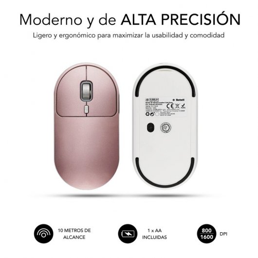 Subblim Excellent Ratón Inalámbrico Bluetooth 1600DPI Rosa