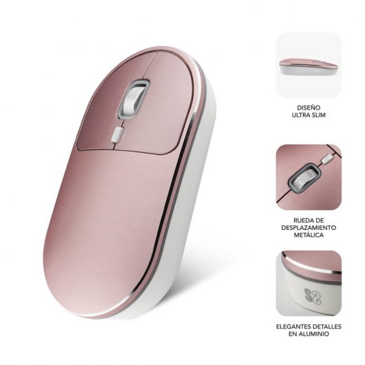 Subblim Excellent Ratón Inalámbrico Bluetooth 1600DPI Rosa
