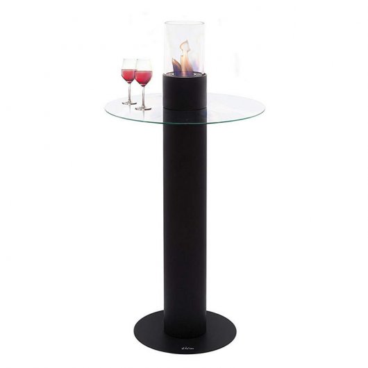 Purline Melia Lareira Mesa 0.7kW Aço/Cristal
