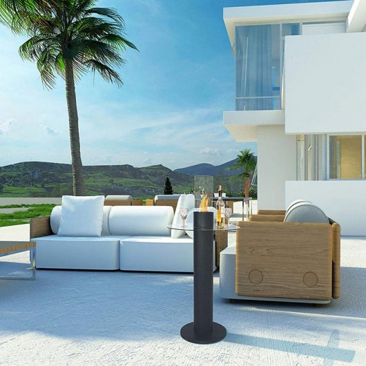 Purline Melia Lareira Mesa 0.7kW Aço/Cristal