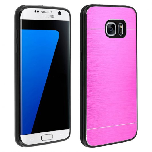 Avizar Funda Protectora de Aluminio y Silicona Rosa para Samsung Galaxy S7 Edge