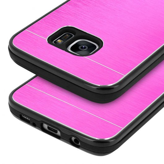 Avizar Funda Protectora de Aluminio y Silicona Rosa para Samsung Galaxy S7 Edge