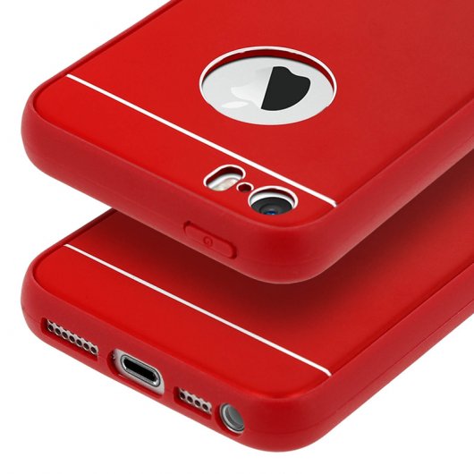 Avizar Funda Protectora de Aluminio y Silicona Roja para iPhone 5 / iPhone 5S / iPhone SE