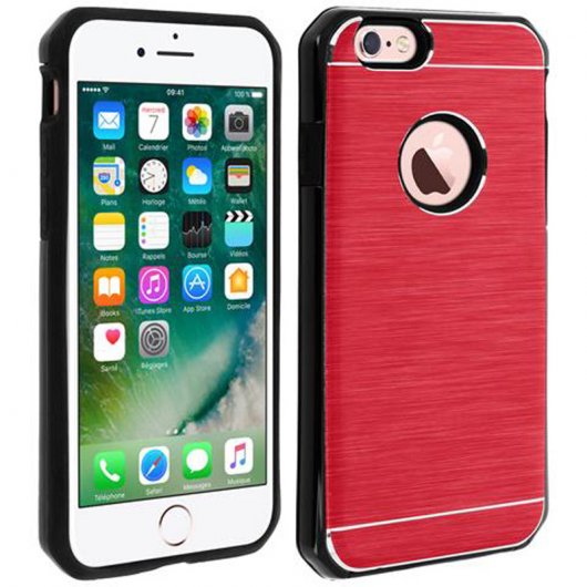 Avizar Funda Protectora de Aluminio y Silicona Roja para iPhone 6 / iPhone 6S