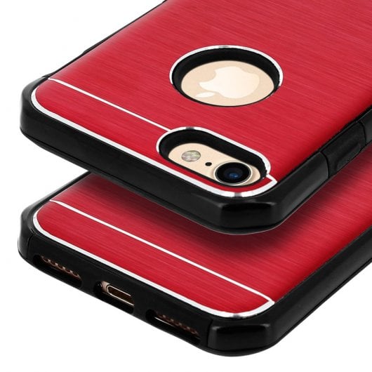Avizar Funda Protectora de Aluminio y Silicona Roja para iPhone 7 / iPhone 8