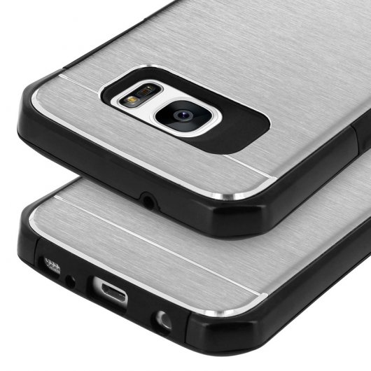 Avizar Funda Protectora de Aluminio y Silicona Plateada para Samsung Galaxy S7