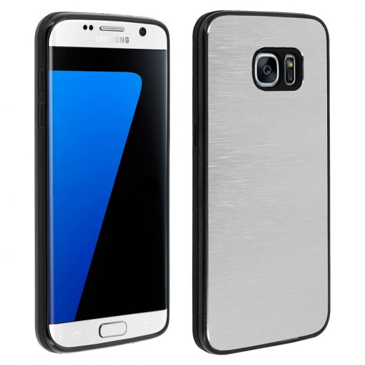 Avizar Funda Protectora de Aluminio y Silicona Plateada para Samsung Galaxy S7 Edge