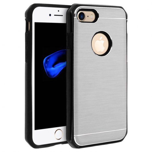 Avizar Funda Protectora de Aluminio y Silicona Plateada para iPhone 7 / iPhone 8