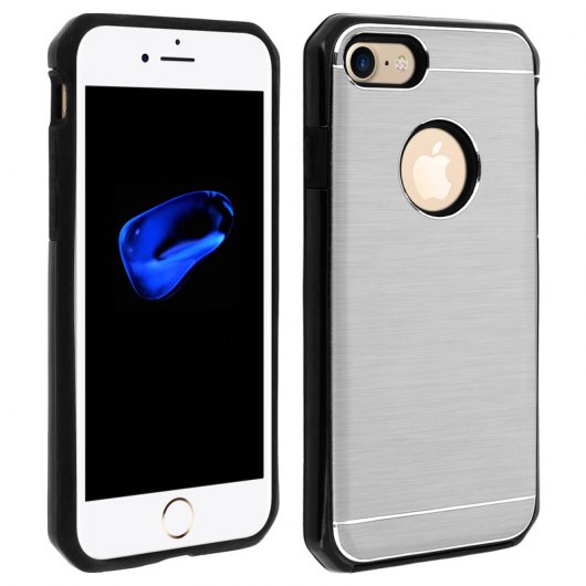 Avizar Funda Protectora de Aluminio y Silicona Plateada para iPhone 7 / iPhone 8