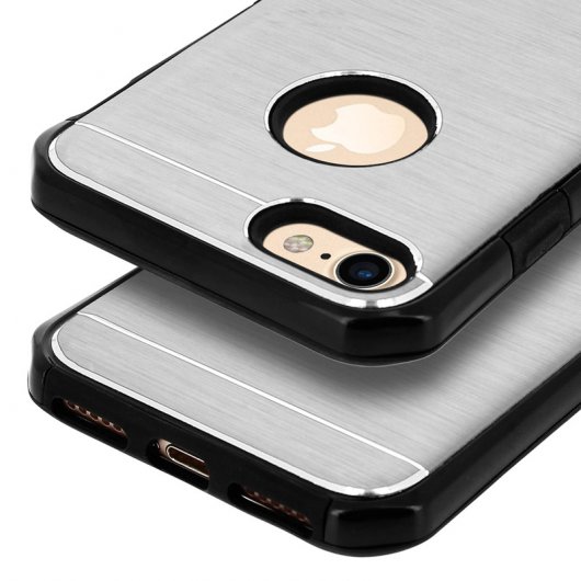 Avizar Funda Protectora de Aluminio y Silicona Plateada para iPhone 7 / iPhone 8