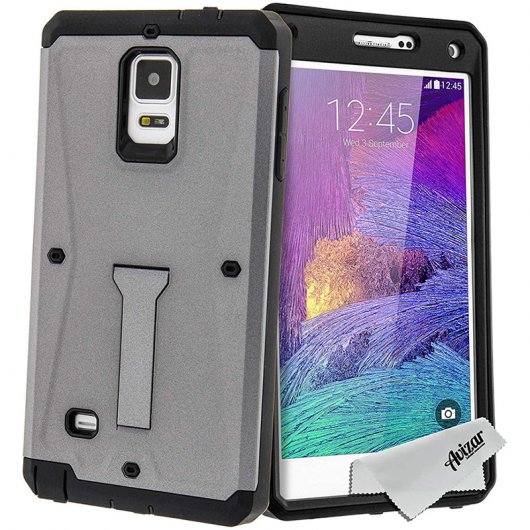 Avizar Funda Protectora Gris Antigolpes con Función Soporte para Samsung Galaxy Note 4