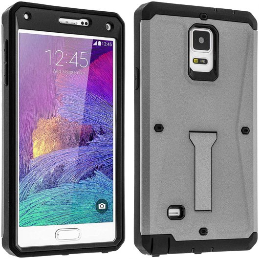 Avizar Funda Protectora Gris Antigolpes con Función Soporte para Samsung Galaxy Note 4