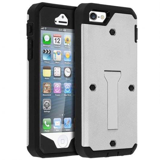 Avizar Funda Protectora Plateada Antigolpes con Función Vídeo para iPhone 5 / iPhone 5S / iPhone SE