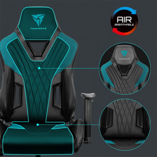 Chaise de jeu ThunderX3 DC3 turquoise/noir