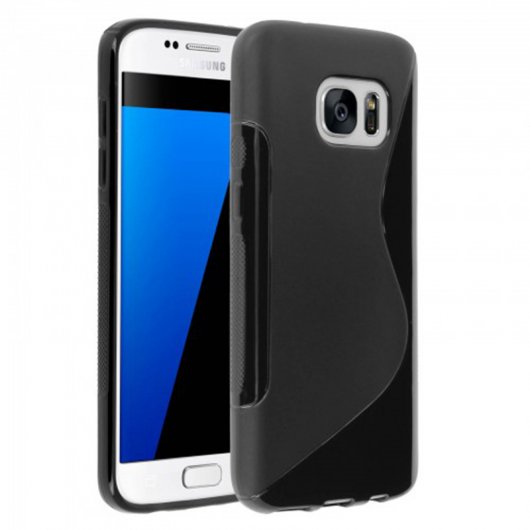 Avizar Funda Protectora de Siligona Negra Flexible S-Line para Samsung Galaxy S7