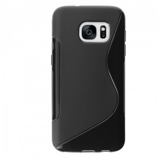 Avizar Funda Protectora de Siligona Negra Flexible S-Line para Samsung Galaxy S7