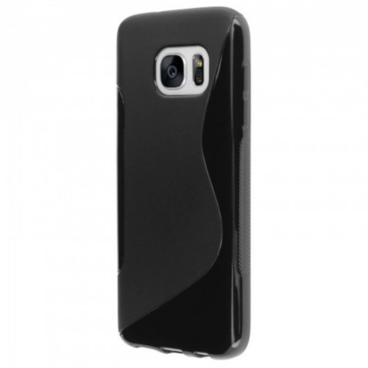 Avizar Funda Protectora de Siligona Negra Flexible S-Line para Samsung Galaxy S7