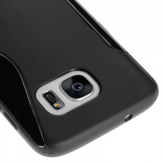 Avizar Funda Protectora de Siligona Negra Flexible S-Line para Samsung Galaxy S7