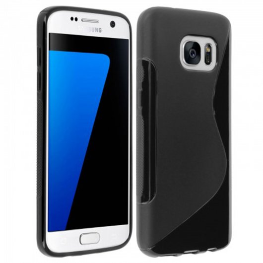 Avizar Funda Protectora de Siligona Negra Flexible S-Line para Samsung Galaxy S7