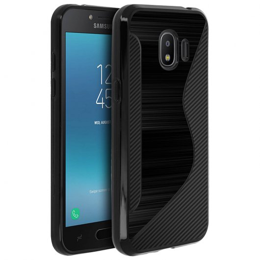 Avizar Funda Protectora de Silicona Negra Flexible S-Line para Samsung Galaxy Grand Prime Pro