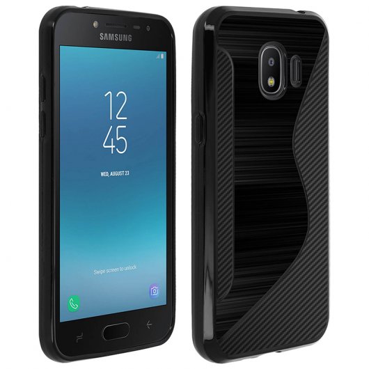 Avizar Funda Protectora de Silicona Negra Flexible S-Line para Samsung Galaxy Grand Prime Pro