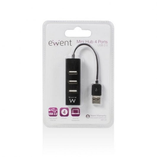 Ewent EW1123 hub di interfaccia USB 2.0 480 Mbit/s Nero