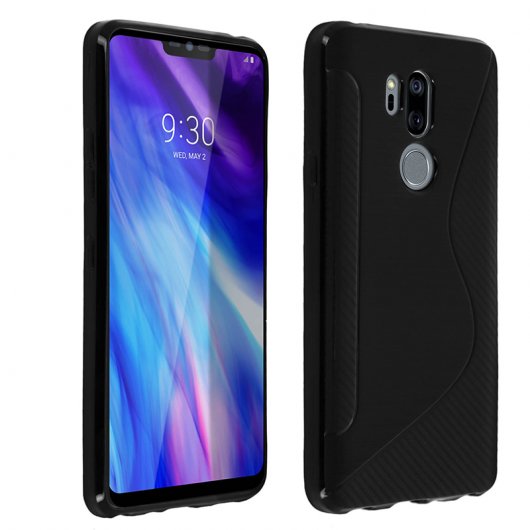 Avizar Funda Protectora de Siligona Flexible Negra S-Line para LG G7 ThinQ