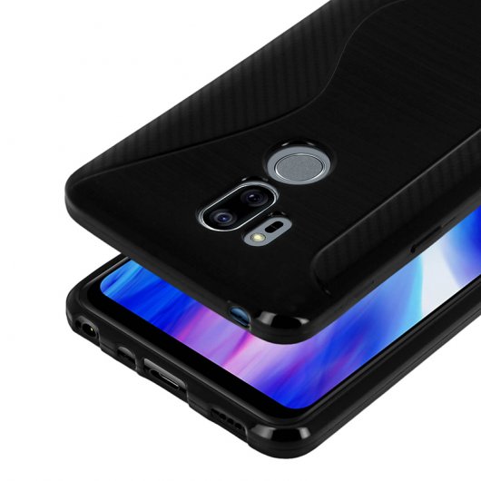 Avizar Funda Protectora de Siligona Flexible Negra S-Line para LG G7 ThinQ