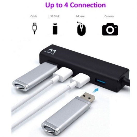 Ewent Hub 4 puertos USB 3.1 Negro