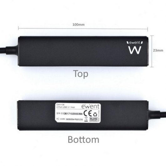 Ewent Hub 4 puertos USB 3.1 Negro