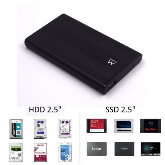 Ewent Carcasa de Aluminio para Disco Duro Sata 2.5" USB 2.0