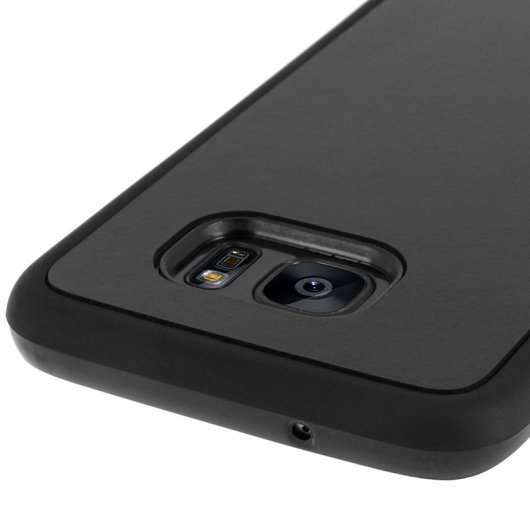 Avizar Funda Protectora de Silicona Negra con Ventosa para Samsung Galaxy S7 Edge