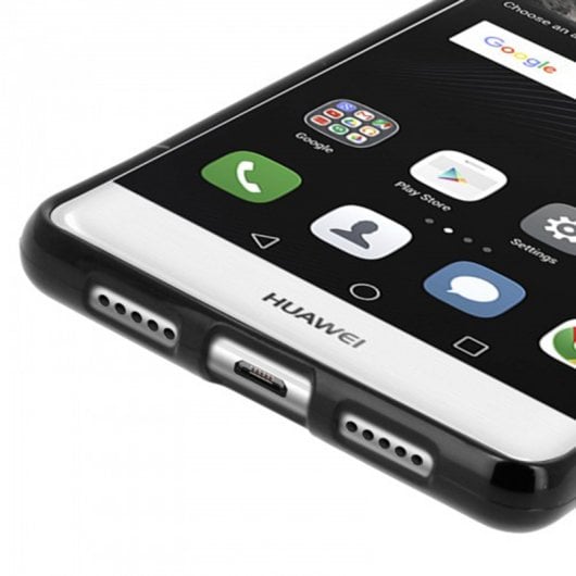 Avizar Funda Protectora de Silicona Negra Flexible para Huawei P9 Lite