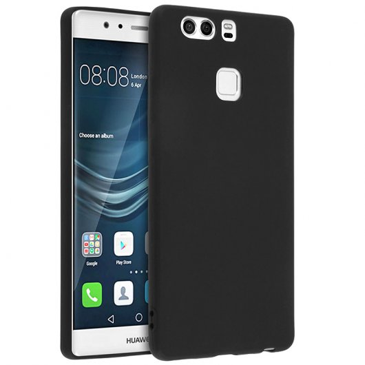 Avizar Funda Protectora de Silicona Flexible Negro Mate para Huawei P9