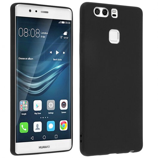 Avizar Funda Protectora de Silicona Flexible Negro Mate para Huawei P9