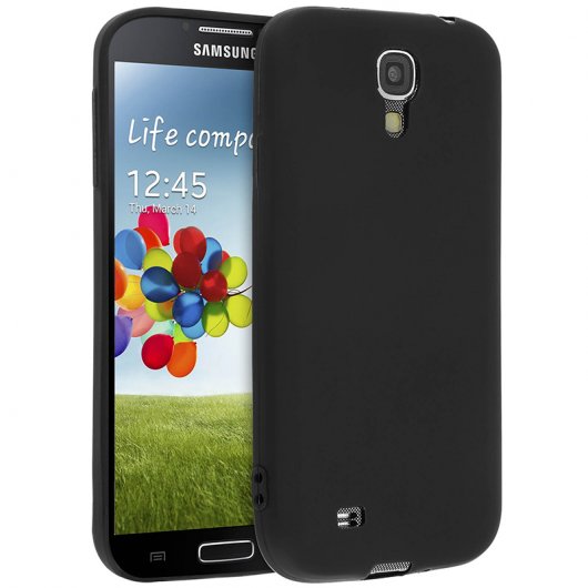 Avizar Funda Protectora de Silicona Flexible Negro Mate para Samsung Galaxy S4