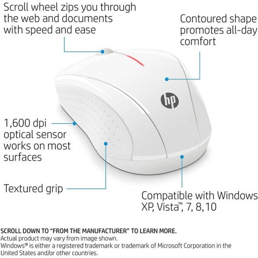 HP X3000 Ratón Inalámbrico Blanco 1200DPI