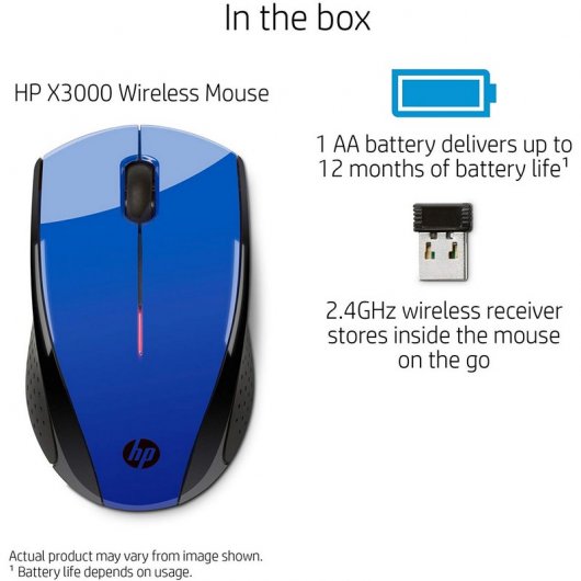 HP X3000 Ratón Inalámbrico Azul 1200DPI