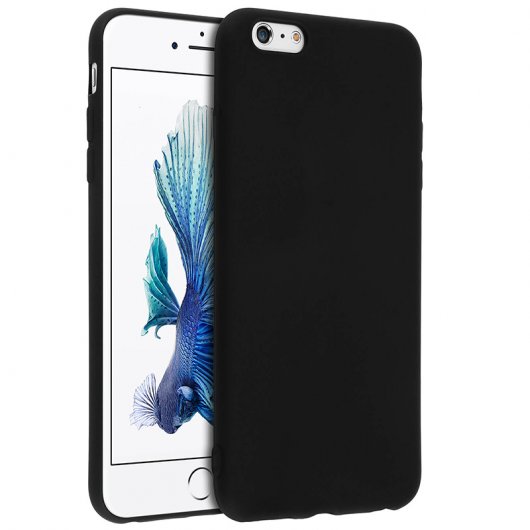 Avizar Funda Protectora de Silicona Flexible Negro Mate para iPhone 6 Plus, iPhone 6S Plus