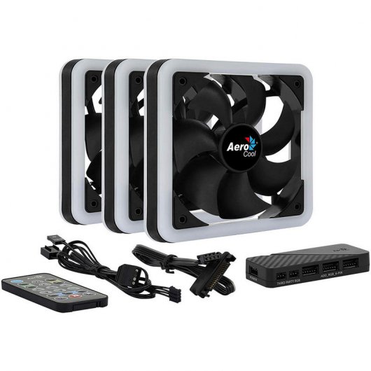 AeroCool Edge 14 Pro ARGB Pack 3 Ventoinhas 140mm + H66F HUB + Comando Remoto