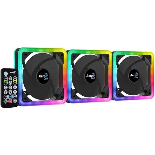 AeroCool Edge 14 Pro ARGB Pack 3 Ventoinhas 140mm + H66F HUB + Comando Remoto