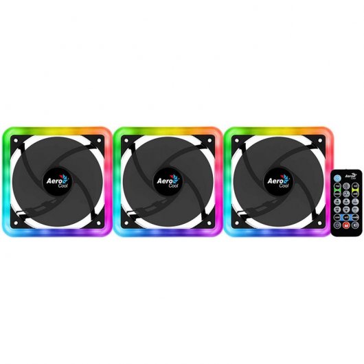 AeroCool Edge 14 Pro ARGB Pack 3 Ventoinhas 140mm + H66F HUB + Comando Remoto