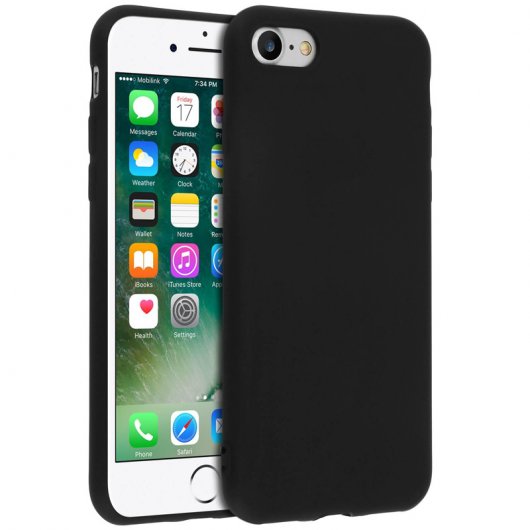 Avizar Capa Protetora de Silicone Preta Fosca Ultra-Fina para iPhone 7 / 8