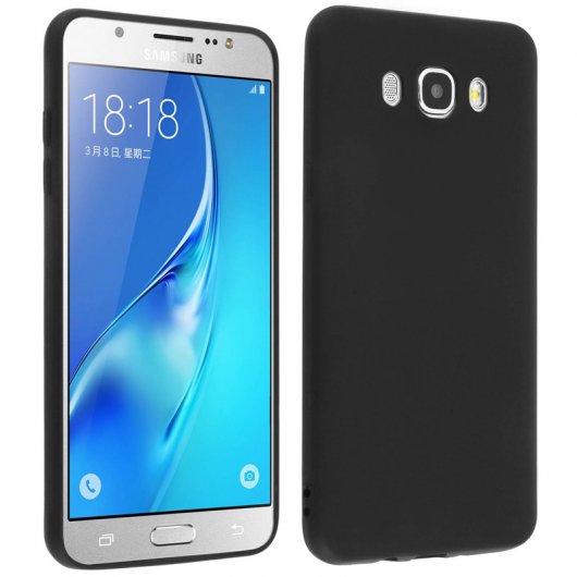 Avizar Funda Protectora de Silicona Negra Mate Ultrafina para Samsung Galaxy J5 2016