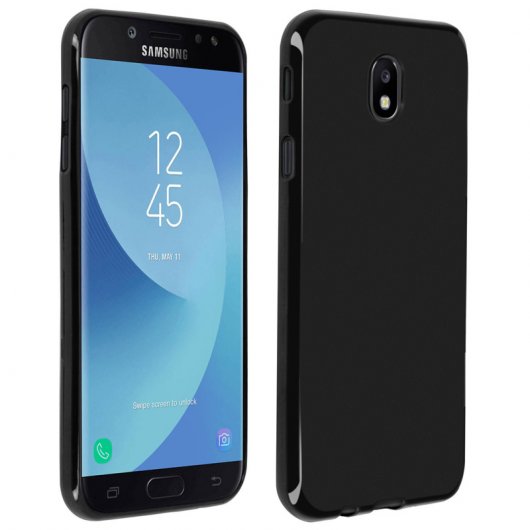 Avizar Funda Protectora de Silicona Negra Mate Ultrafina para Samsung Galaxy J7 2017