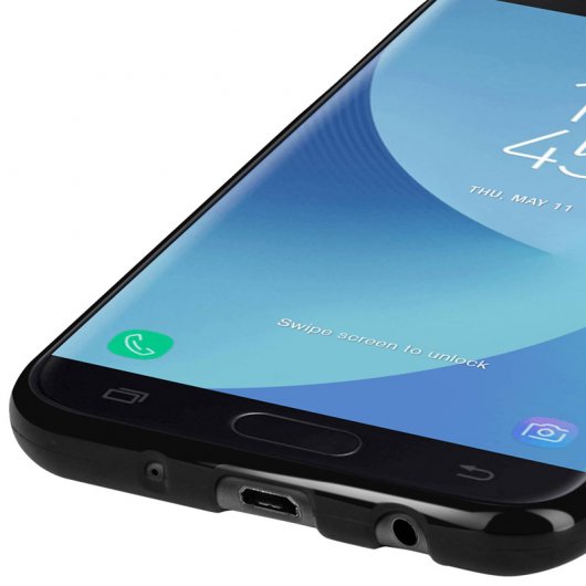 Avizar Funda Protectora de Silicona Negra Mate Ultrafina para Samsung Galaxy J7 2017