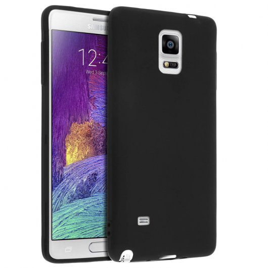Avizar Funda Protectora de Silicona Negra Ultrafina para Samsung Galaxy Note 4