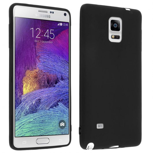 Avizar Funda Protectora de Silicona Negra Ultrafina para Samsung Galaxy Note 4